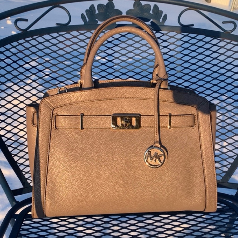 Michael Kors NWT Karson Large Leather Satchel Dark Dune